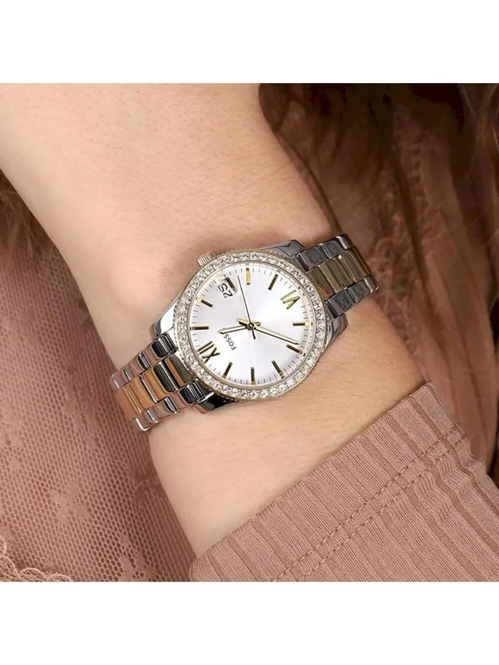 Women's Gold/Silver Glitz Scarlett Quartz Stainless Steel Bracelet Wrist Watch